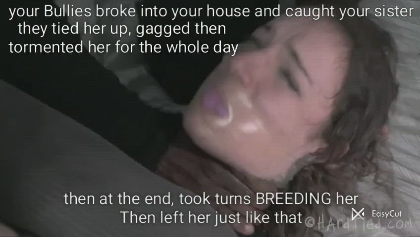 bbc bondage breeding brunette caption choking gagged hardcore clip