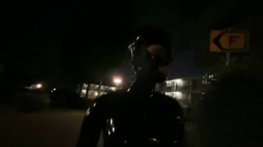 Walking at night in my latex catsuit 🥰