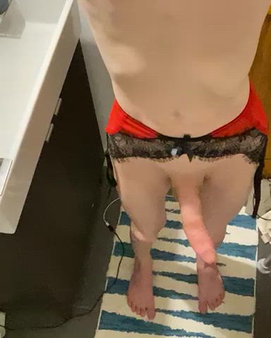 19 years old big dick femboy gay monster cock sissy solo tease trans twink clip