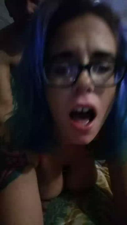 Blue Haired Amateur Taking It Doggystyle