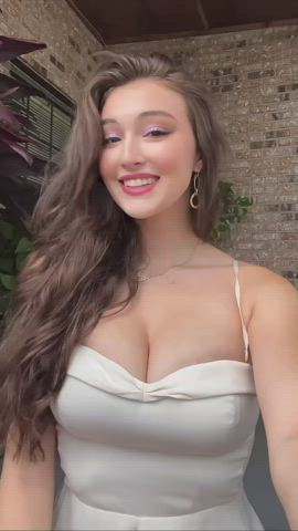 brunette cleavage dancing dress pretty teen thighs tiktok clip