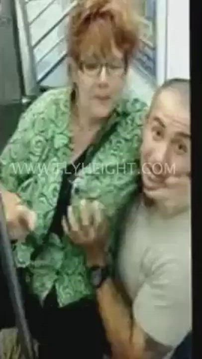 Granny goes crazy on subway