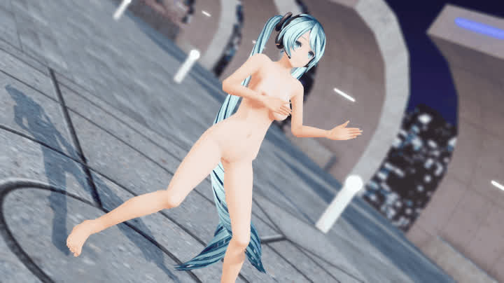*GIF* Hatsune Miku dancing in the park at night (MMD Lepus) [Vocaloid]