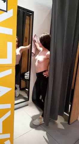 changing room nipples public small tits changing-rooms clip