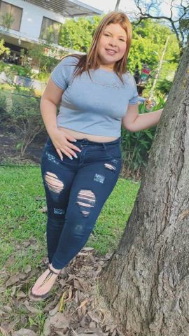 BBW Blonde Chubby Cute Jeans Latina Outdoor Public Teen clip