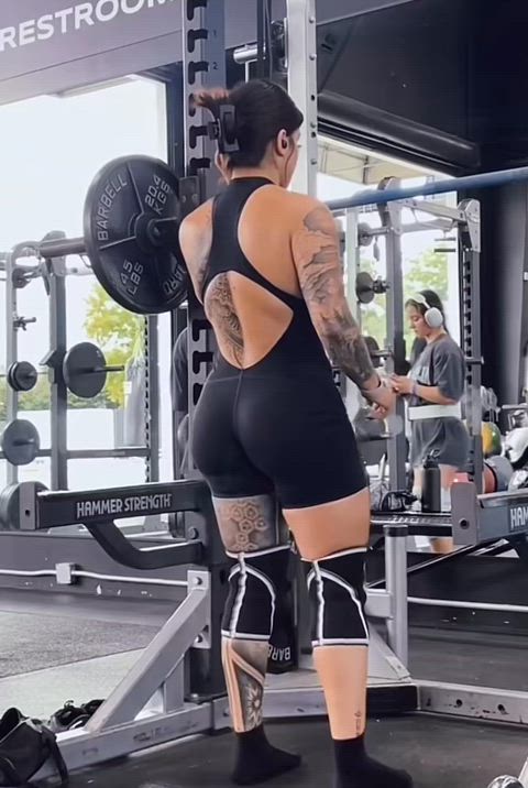 Tatted gym girl