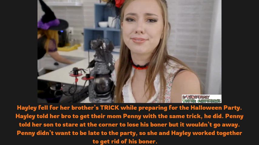 Bro pranks sister, then mom, then they need to make him cum before the halloween