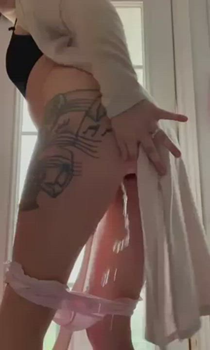 Ass Butt Plug Panties Piss Pissing Pussy Pussy Spread Tattoo Wet Wet Pussy clip