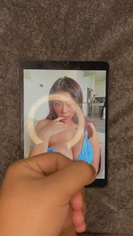 First cumtribute in a long while, enjoy watching spray this Asian chick with fat