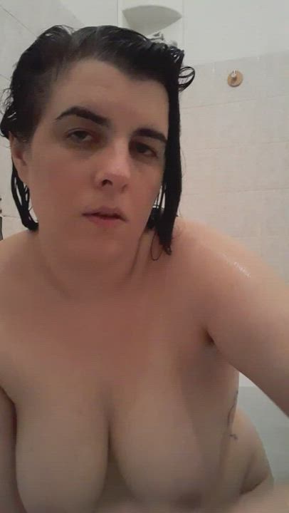 Bath Bathroom Bathtub Big Tits Boobs Brunette MILF Natural Natural Tits Nipple Nipples