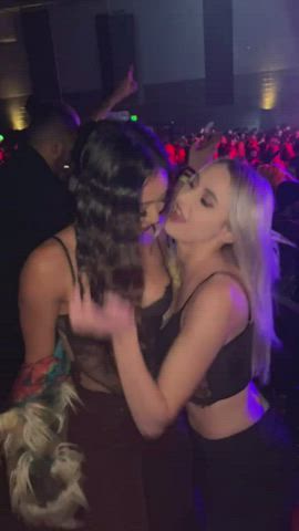 Girls kissing and licking in the club [GIF]