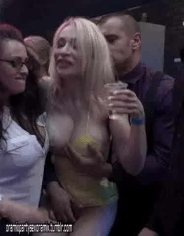 Big Tits Blonde Club Fake Boobs Groping clip