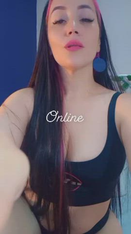 big tits camgirl cute latina lingerie long hair sensual smile webcam clip