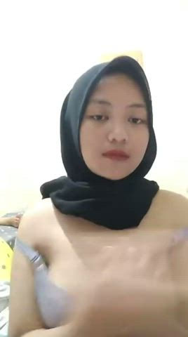 busty hijab indonesian muslim natural tits strip teen clip
