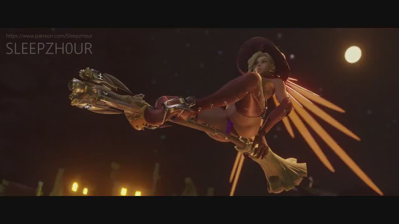 Mercy riding her broom (SleepzHour) [Overwatch]