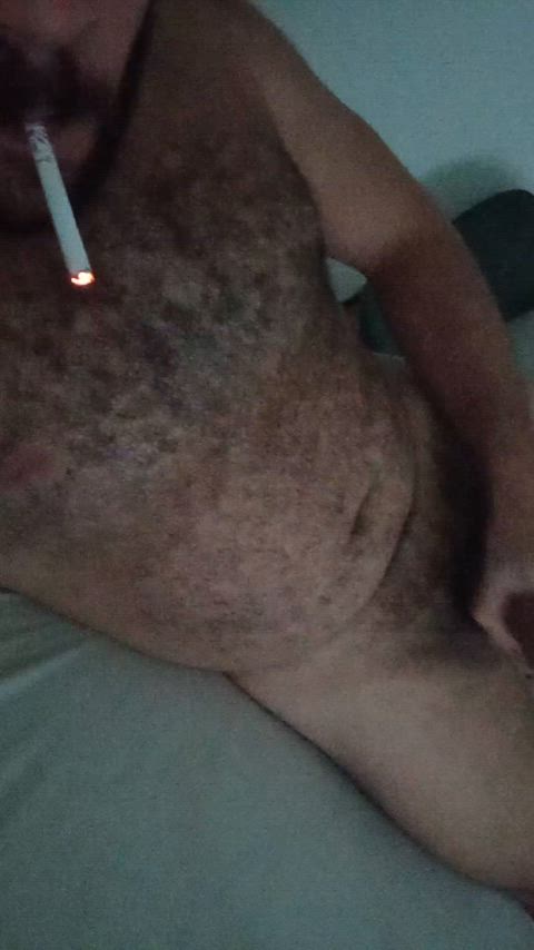 bear beard daddy hairy smoking clip