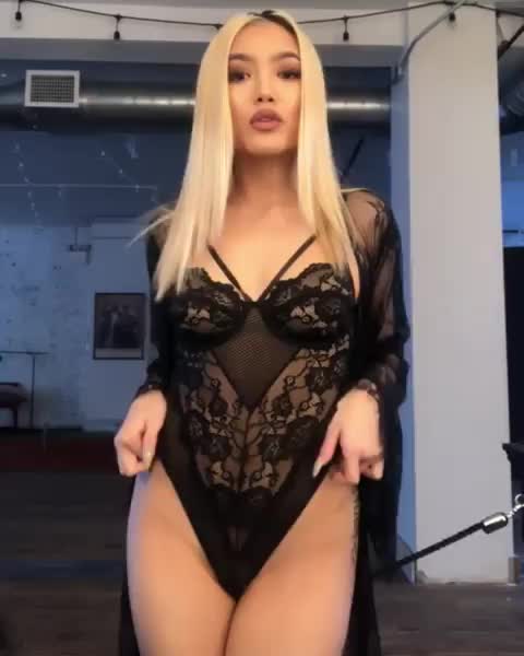 Sexy asian with black lingerie