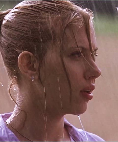 Scarlett Johansson  making out in the rain