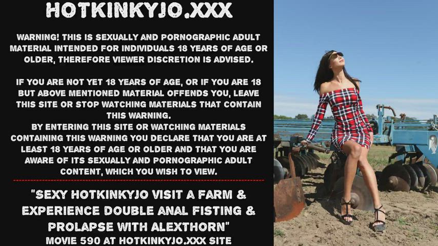 Sexy Hotkinkyjo visit a farm &amp; experience double anal fisting &amp; prolapse