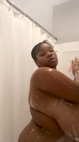 Busty Ebony Huge Tits Shower Soapy clip
