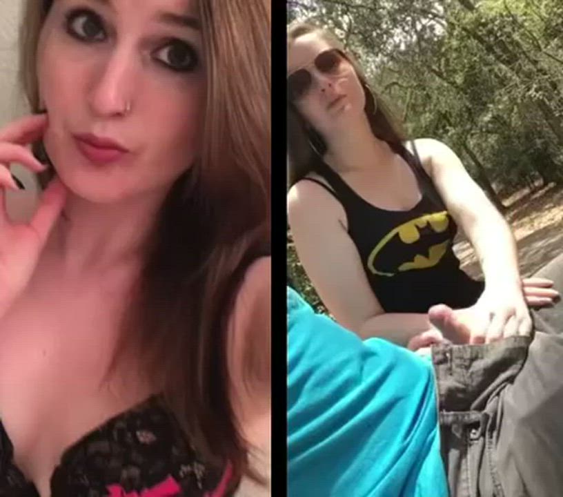 Casual pictures and bj video collage in park
