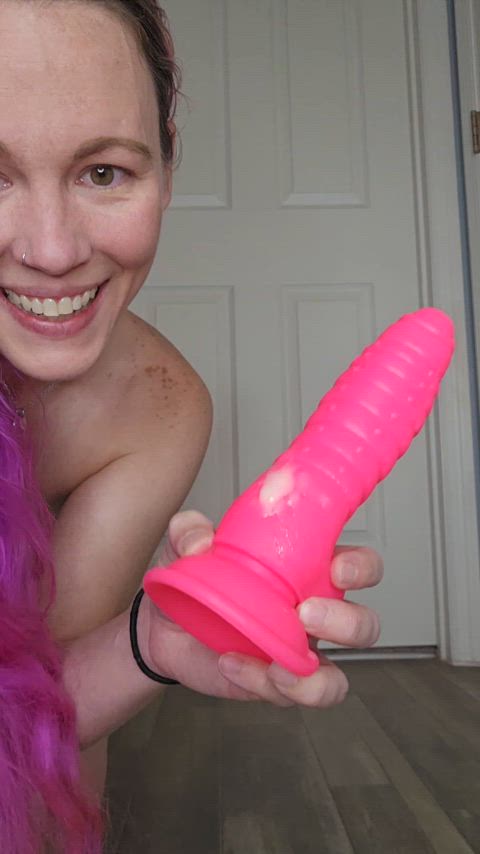 cum cum licking dildo licking purple hair pussy-grool real-tease clip