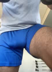 Working out with some tight gym shorts