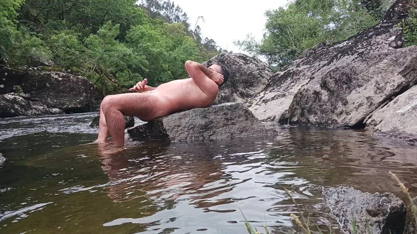 masturbating male masturbation outdoor erection wet watersports exhibitionist nudist