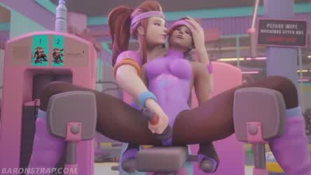 Animation Gym Kiss Kissing Lesbian Sex Toy Swedish Vibrator Workout Yuri clip