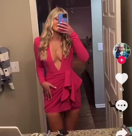 Hot blonde tight dress