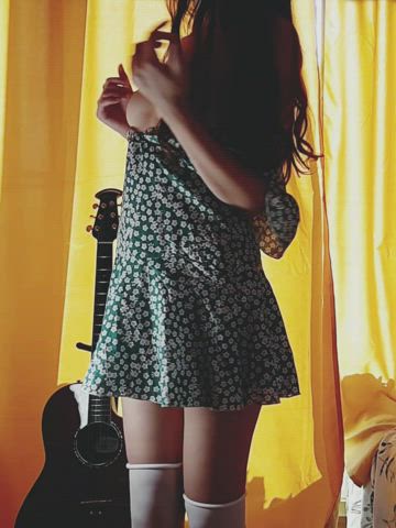 a short cute sundress with no panties and no bra - my fav set to wear!