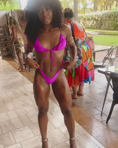 Bikini Ebony Fitness Muscular Girl clip