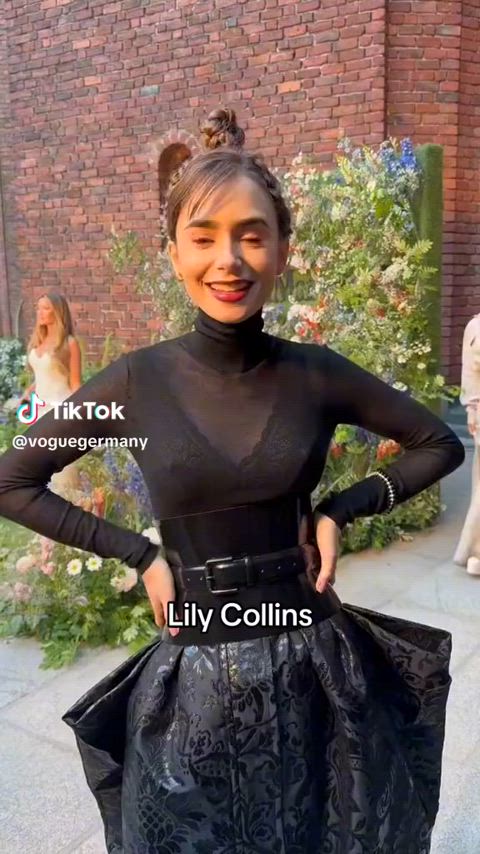 celebrity lily collins pokies see through clothing tits clip