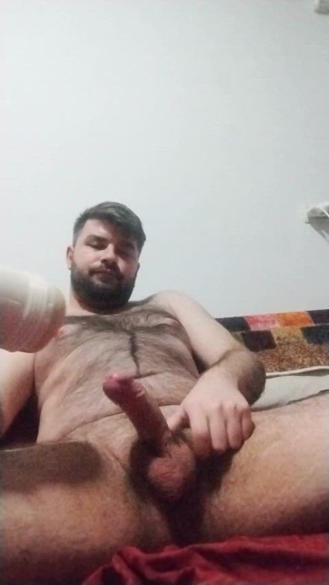 big balls chubby fleshlight hairy hairy armpits hairy chest hairy cock male masturbation