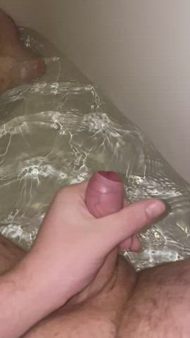 bathroom bathtub cum cumshot jerk off male masturbation masturbating shaved solo