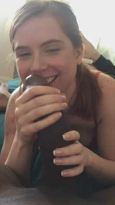 cute girl sucking a really thick cock
