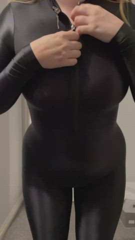 Body suit and big tits reveal