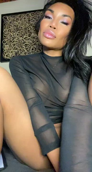 Asian Close Up Cock Long Hair Panties Pretty Sheer Clothes Teasing Trans clip