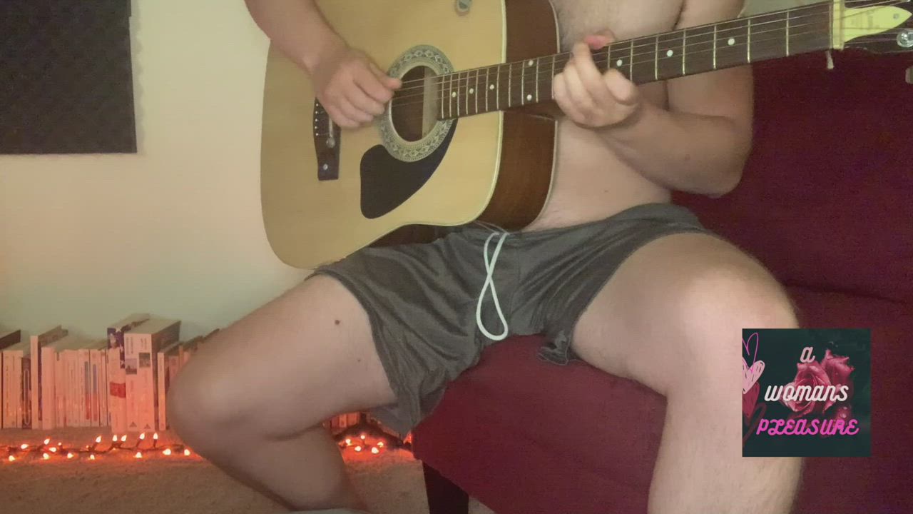 I was cum starved so I interrupted his guitar practice