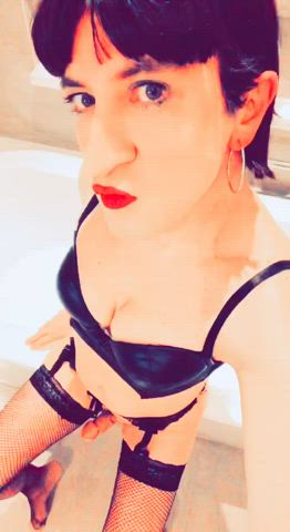 garter belt lingerie lips little dick sissy tits trans clip