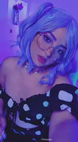 Cosplay Purple Glasses Anime Model GIF by kattyrobertss