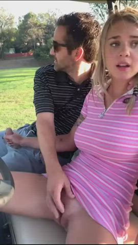 babe blonde boss fingering jerk off public clip
