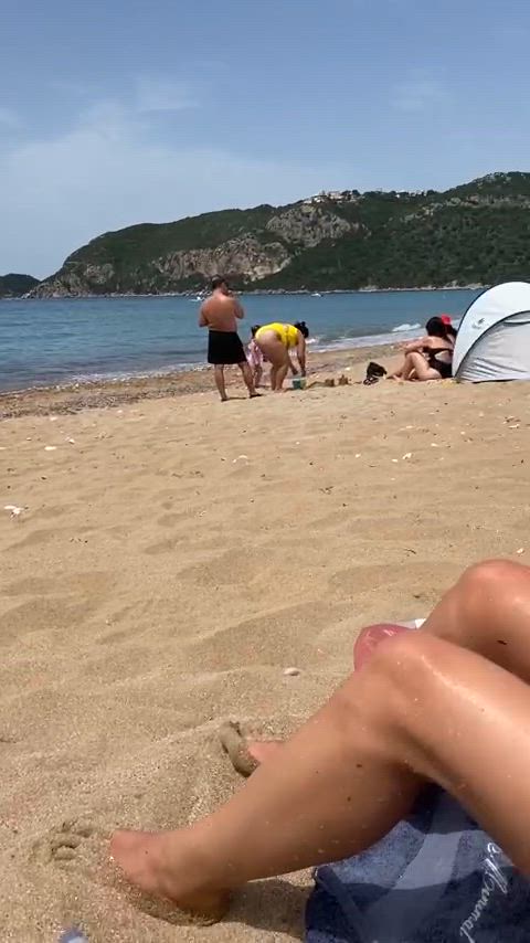 beach boobs flashing outdoor public small tits tanlines topless clip