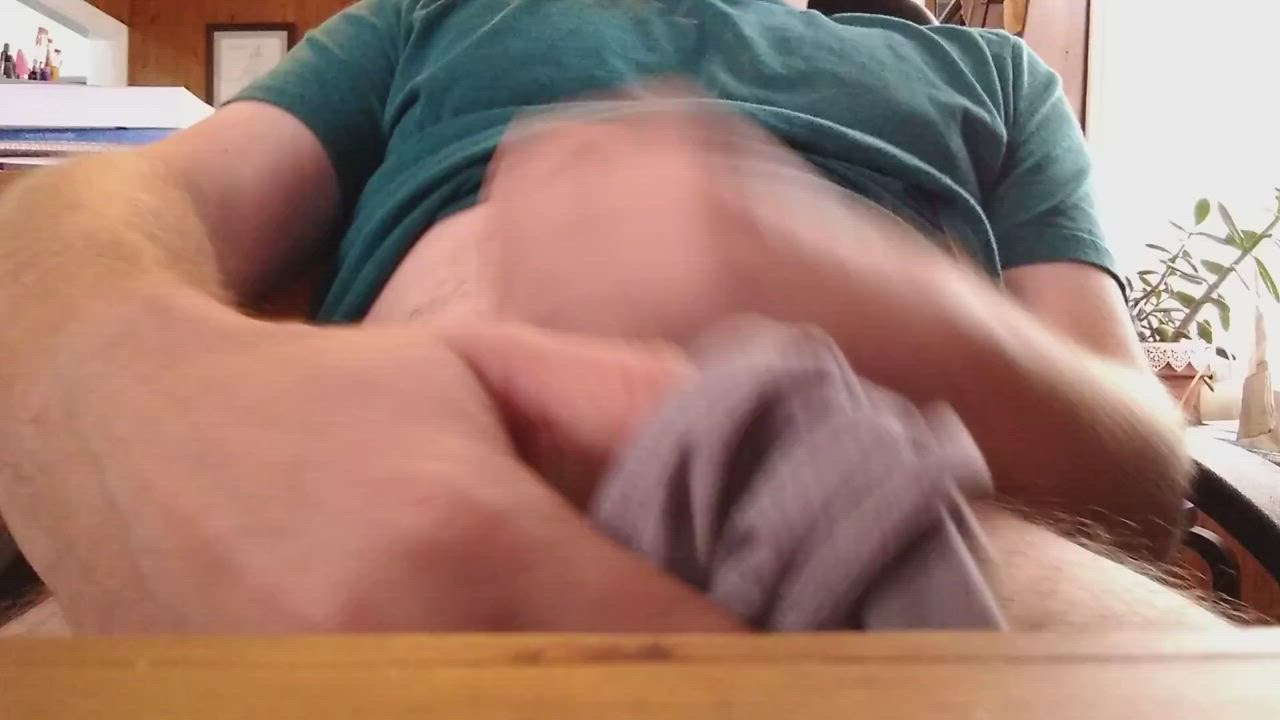 Using my wife's panties to cum to porn