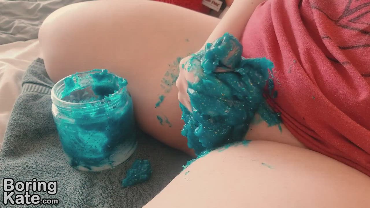 I made some messy galaxy slime and then I put my dick in it