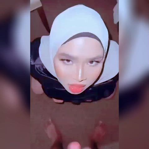 blowjob cum in mouth cumshot facial girlfriend hijab malaysian small cock clip