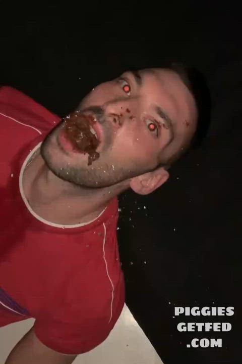 Italian slave Mirko Mainetti chewing mouthfull of shit