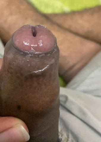 19M, semi hard. Very tight and wet from precum
