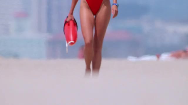 Vanessa Angel - Baywatch (S2, 1991) - mini-loop of walking toward camera in red swimsuit,