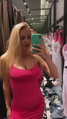 tried some new dresses in the mall and got a little too horny.. why always in public